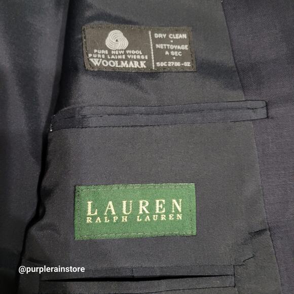 Vtg Lauren Ralph Lauren Wool Blazer 44 R Navy "Flaws" Preppy Academia 90's - Picture 5 of 13